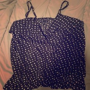 GAP navy and white ruffle tank